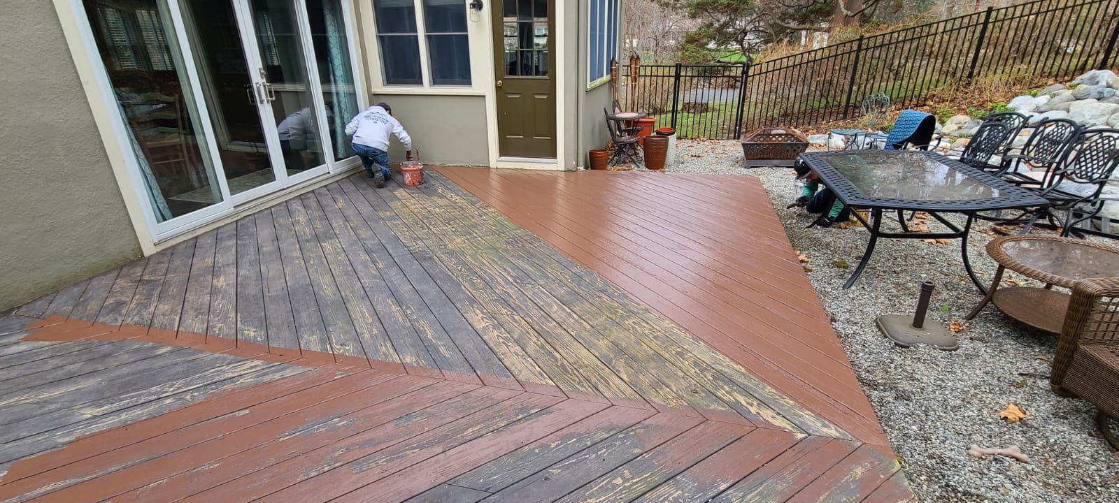 Sanding a deck and repainting it